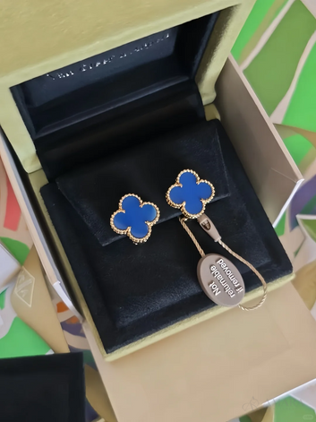 Van Cleef Earrings | Vintage Alhambra / Blue