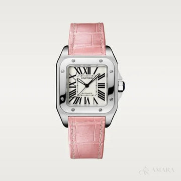 Cartier Watch | Santos 100 Pink Strap 35.6mm