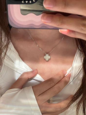 Van Cleef Jewelry Set | Alhambra / White Gold Tone