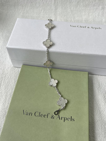 Van Cleef Jewelry Set | Alhambra / White Gold Tone